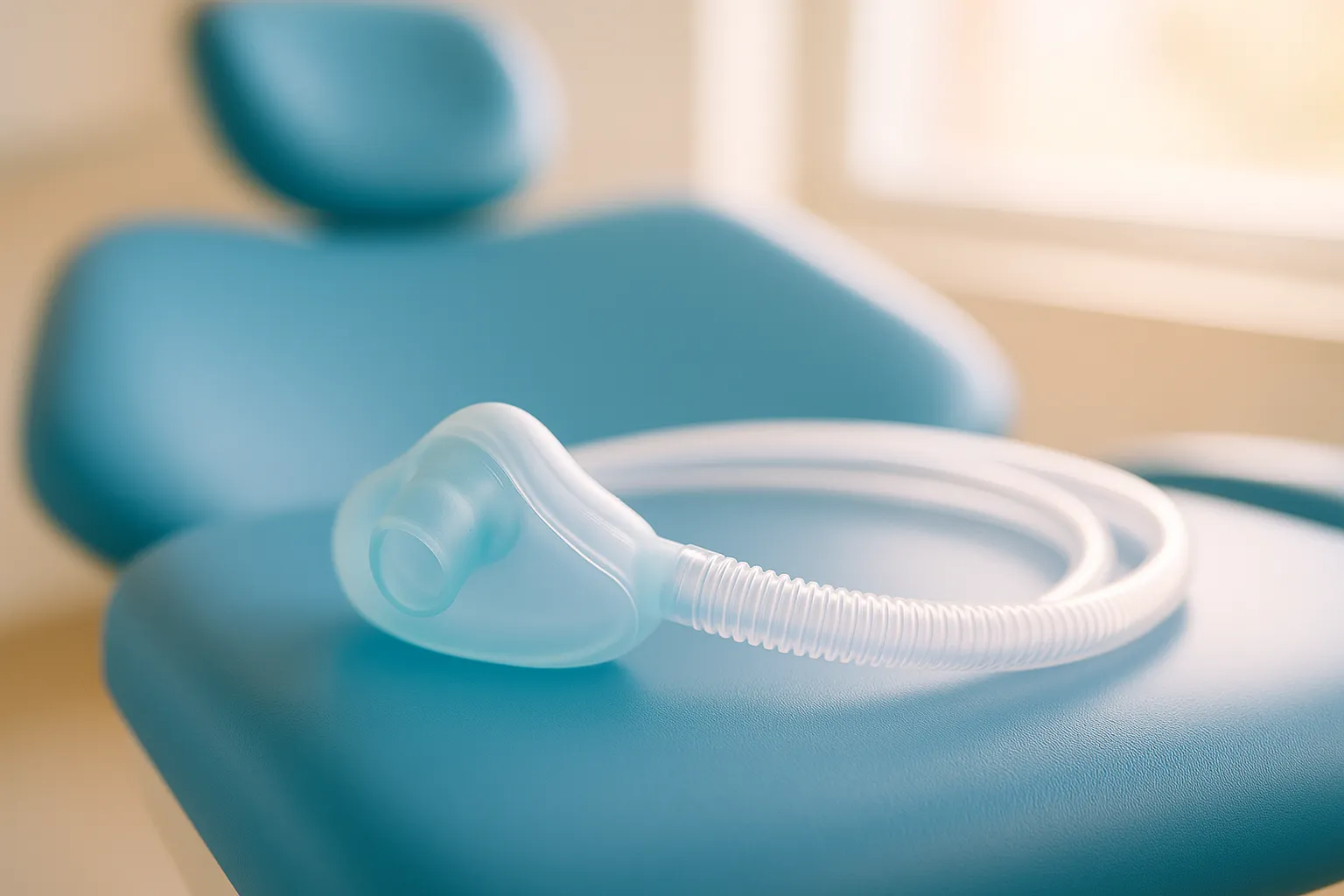 A small nasal mask delivering gentle laughing gas